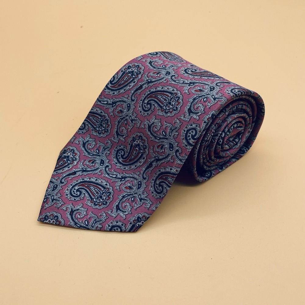 Vintage Etienne‎ Aigner Silk Satin Paisley Tie Men's Necktie Pink